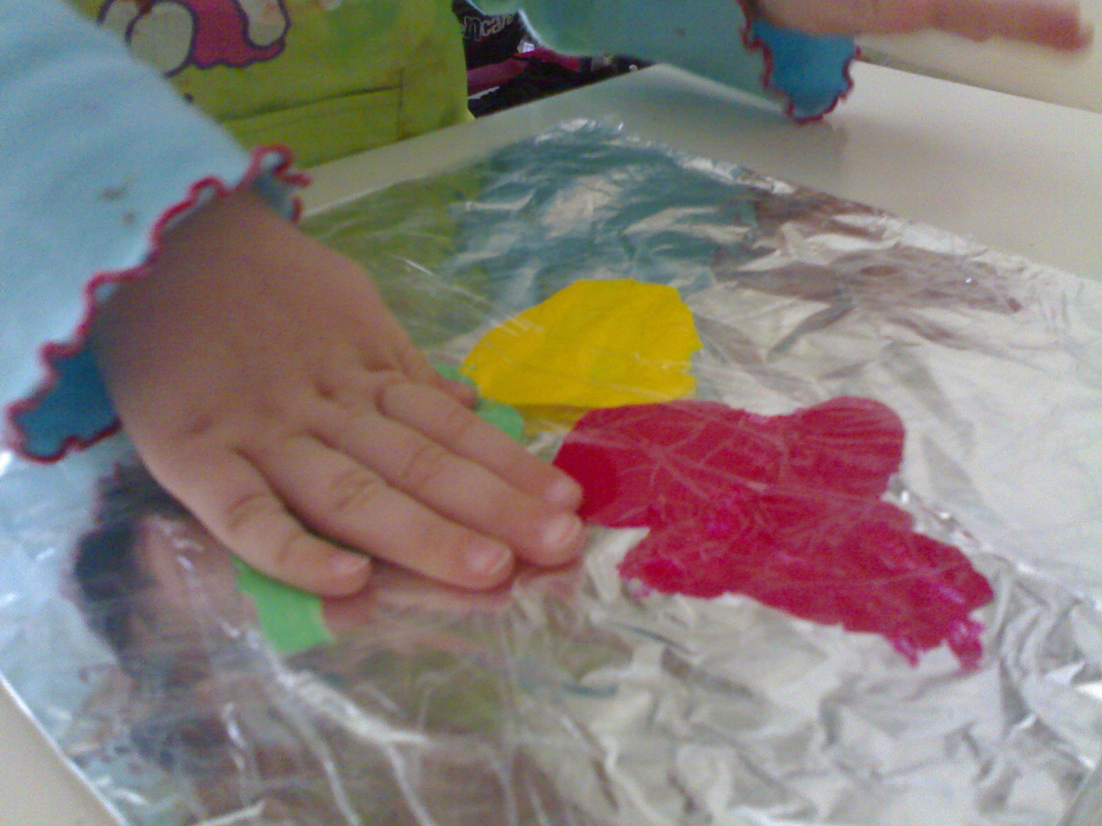 A Little Learning For Two Cling wrap painting