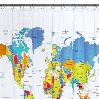 World  Shower Curtain on We Love Maps Whenever We Travel Looking At The World Map In The Back