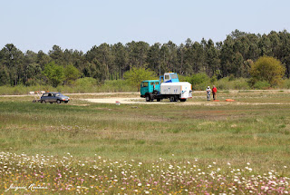 Vue aérienne du treuil pour planeurs de l'aérodrome de Bordeaux Léognan Saucats