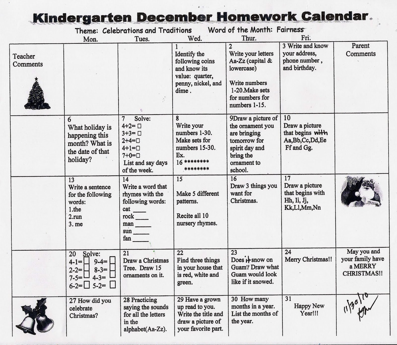 Lyndon Baines Johnson Elementary School Kindergarten December