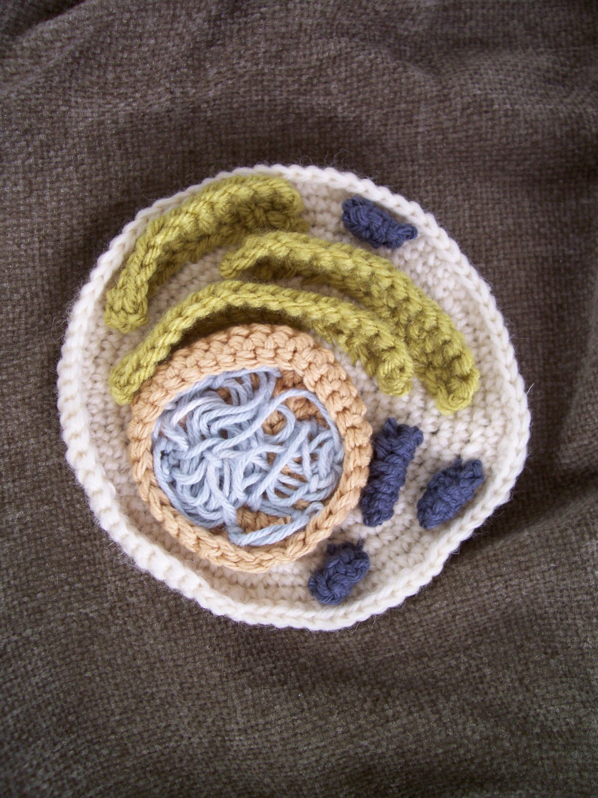 Wunderkammer Crocheted eukaryotic cell with tutorial