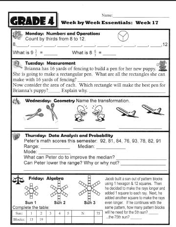 Math Worksheets for 4th and