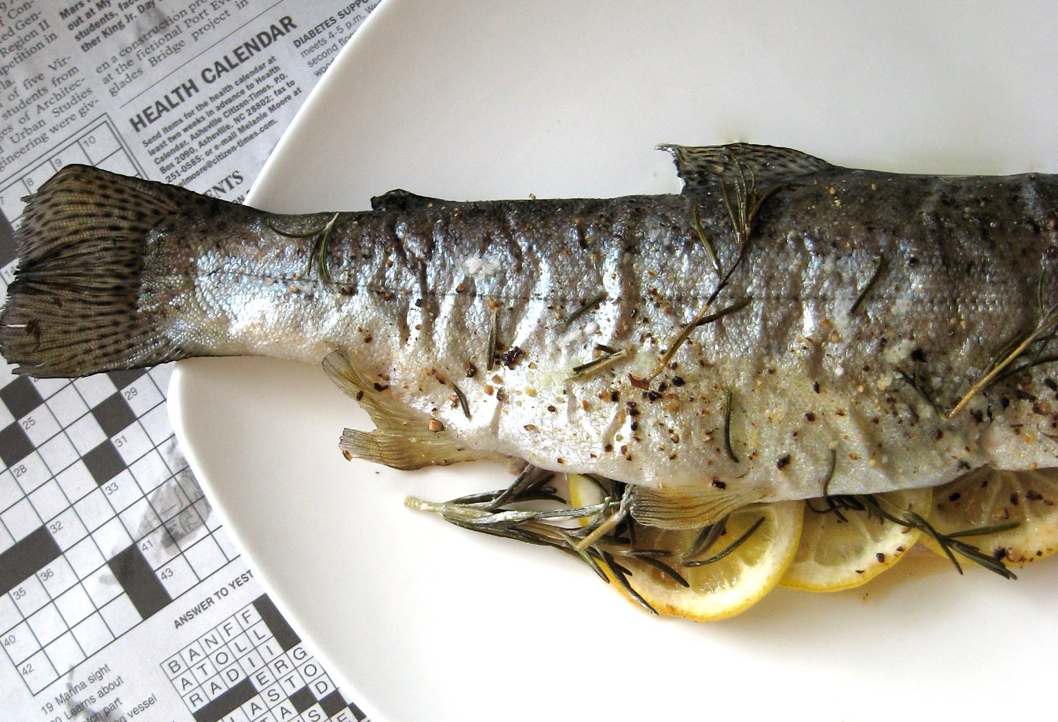 Girl In An Apron Baked Whole Trout with Lemon and Rosemary