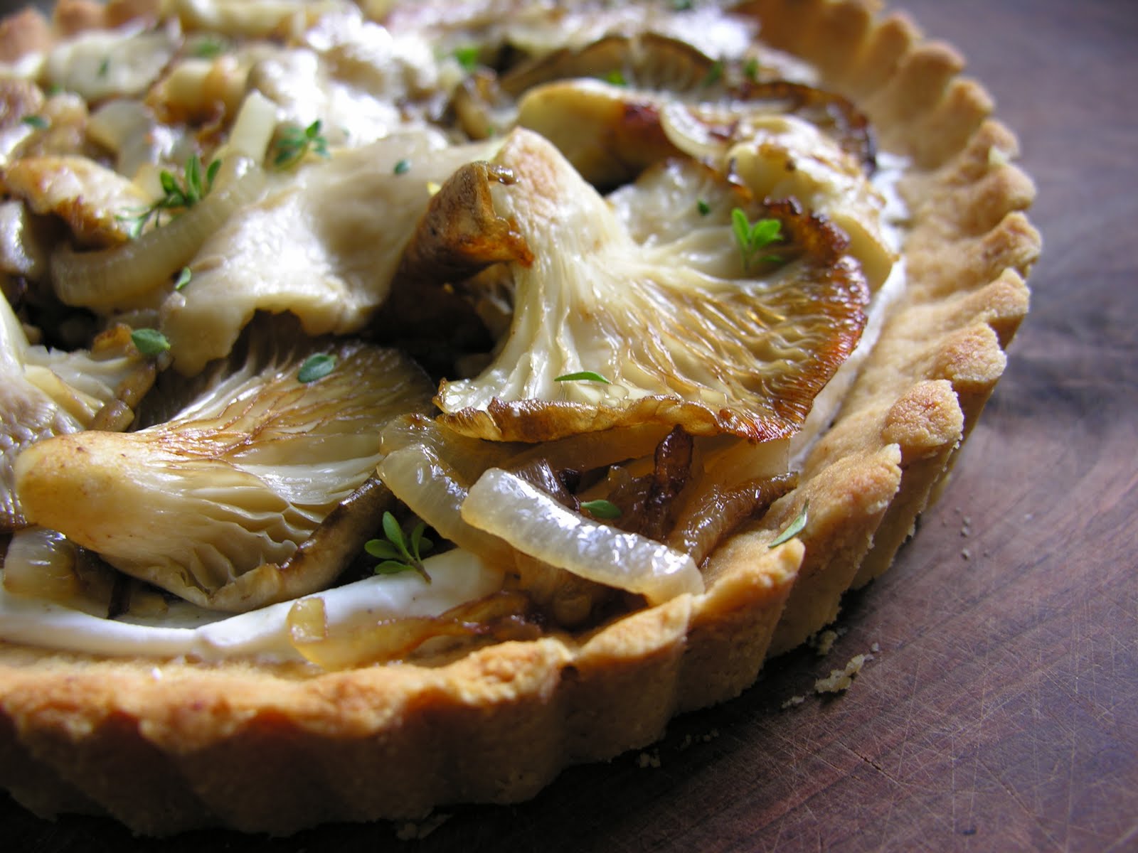 Girl In An Apron Herbed Chèvre and Oyster Mushroom Tart with Almond Crust