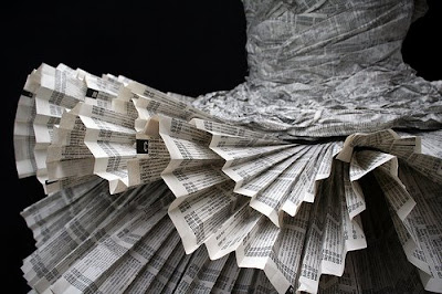 Paper dress made out of phone book paper