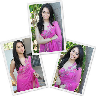 Actress Tamanna hot and sexy in pink saree