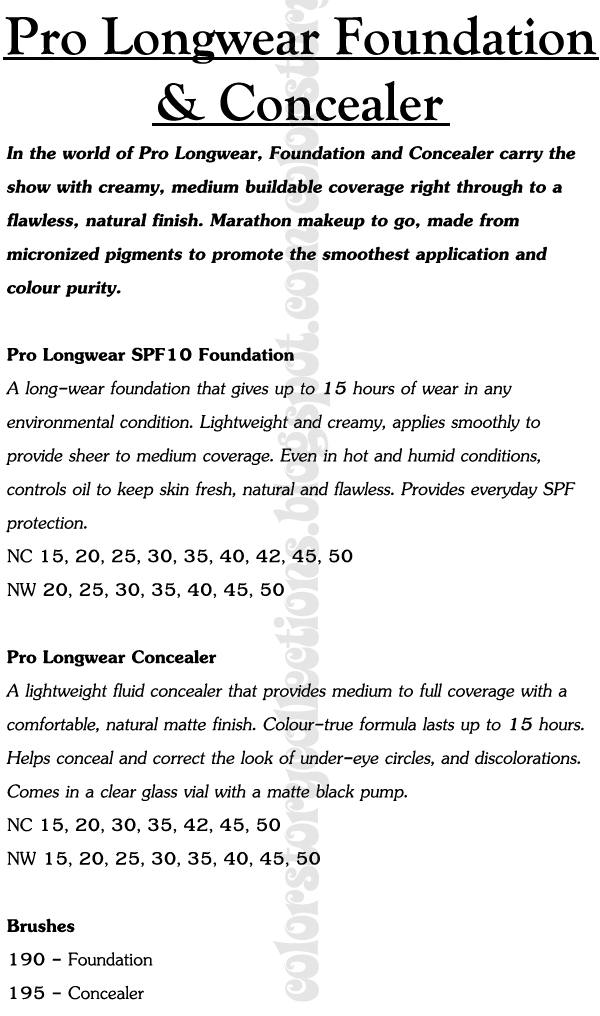 Mac Pro Longwear Foundation Color Chart