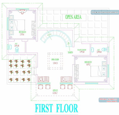 Kerala Traditional Home Plan First Floor