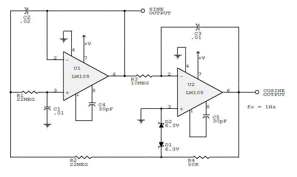 Electronic Circuits Collections: 1 Hz Sine wave generator