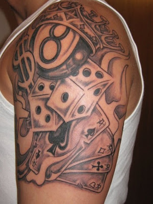 dice tattoos and card tattoos on shoulder tattoos designs