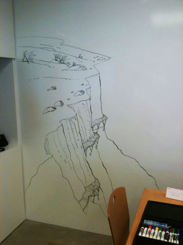 drawing (on) the world wall mural sketch landscape