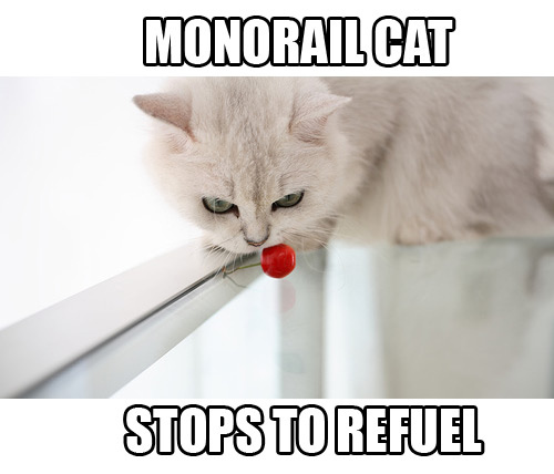 MONORAIL CAT STOPS TO REFUEL
