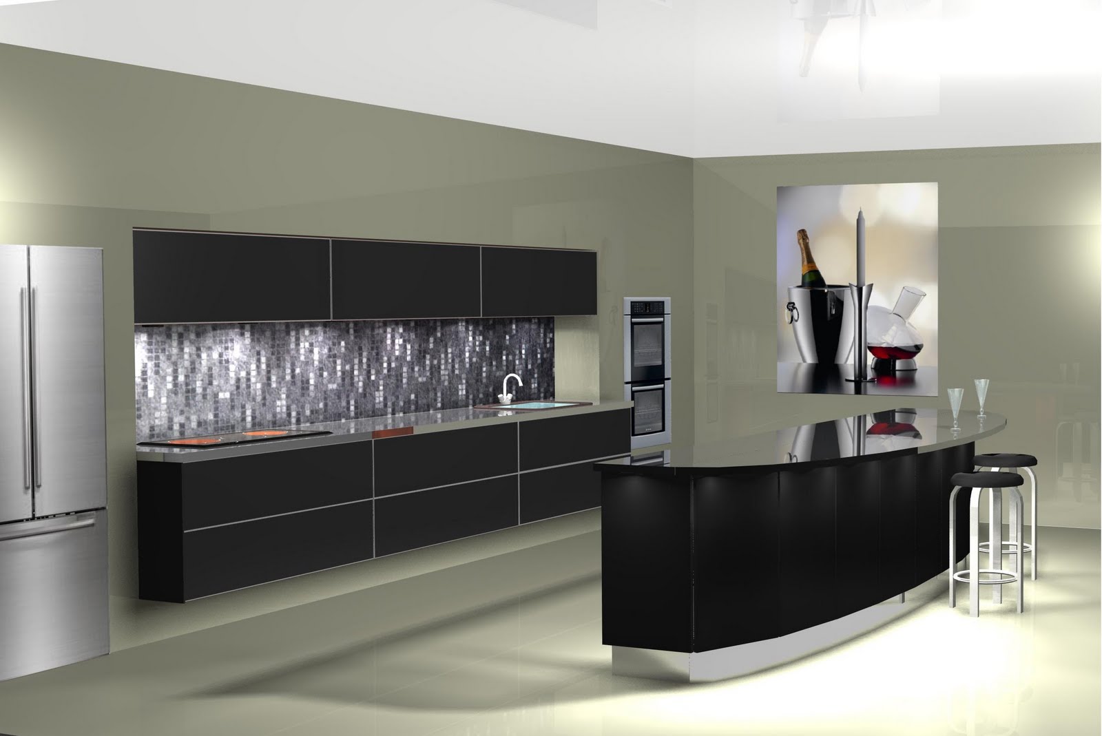 Diseño muebles de cocina: Diseño de cocina con barra de cafeteria