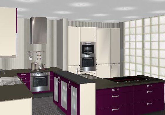 Diseño muebles de cocina: Diseño de cocina con isla y muebles columna en L