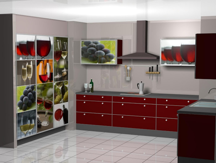 Diseño muebles de cocina: Diseño de cocina con isla y muebles columna en L