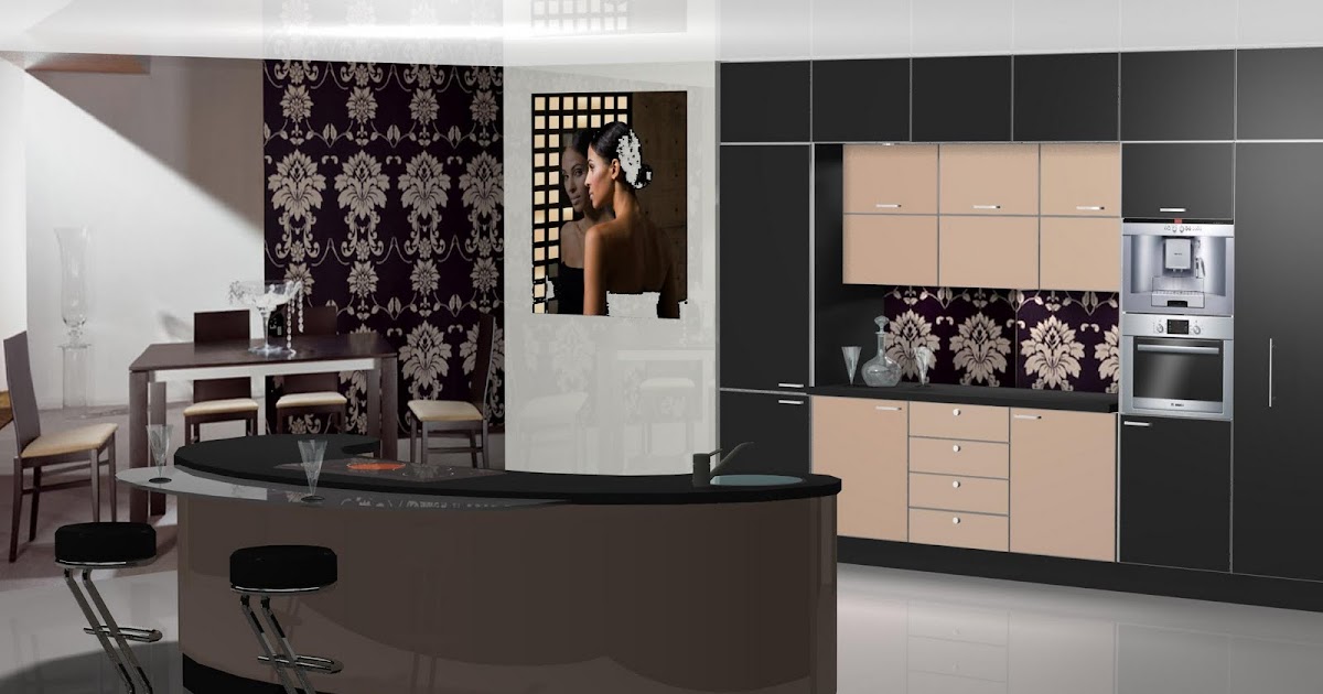 Diseño muebles de cocina: Diseño de cocina con isla en forma redondeada