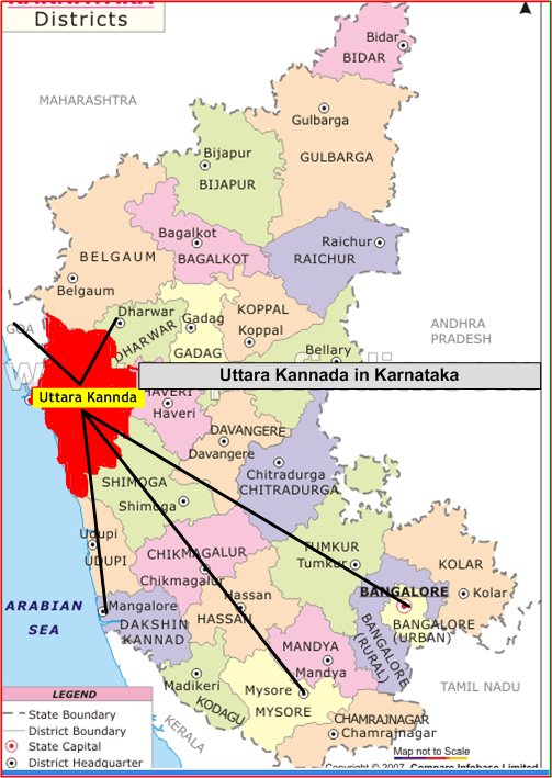 Distaces To Uttara Kannada from Major Cities