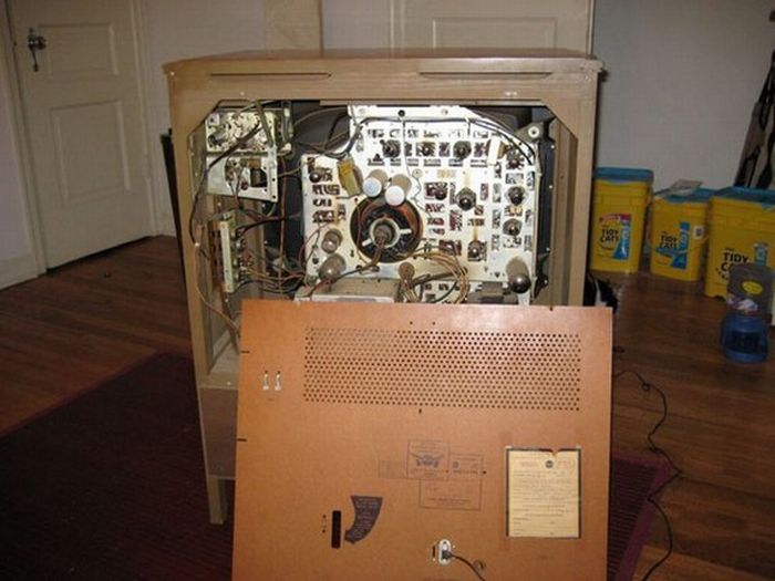 a fish tank made out of old tv