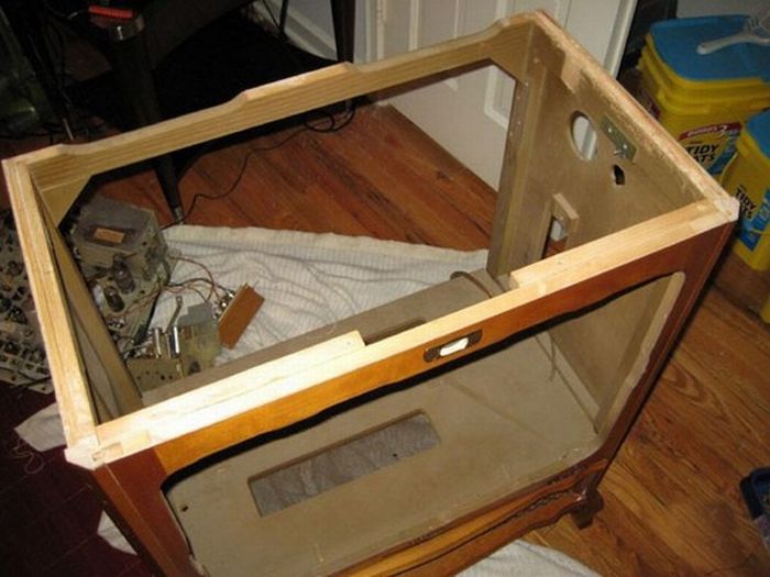 a fish tank made out of old tv