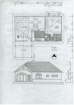 Traced plan and elevation house