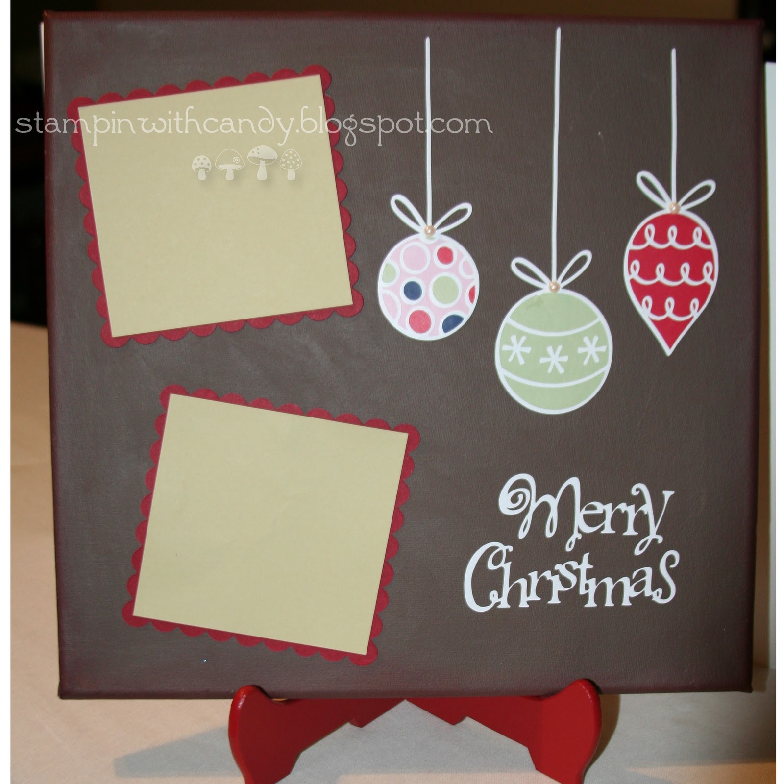 Stampin With Candy Christmas altered canvas project/ Stampin' Up! vinyl
