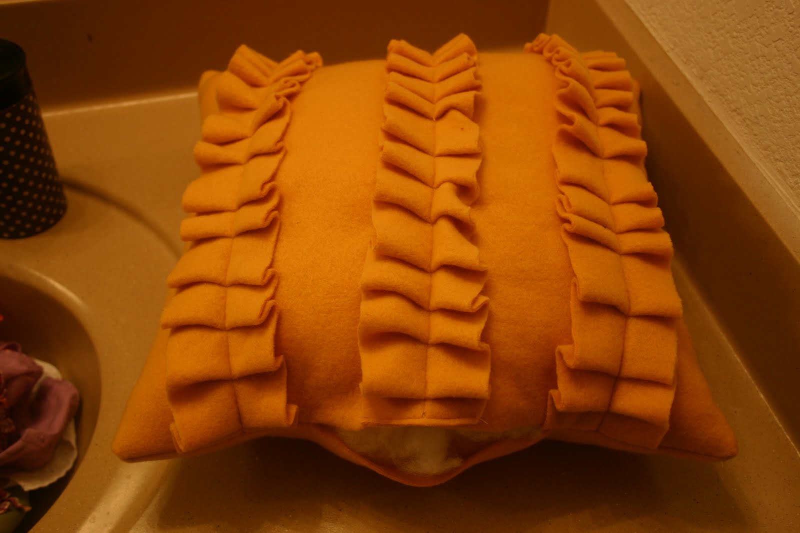 Honeybee Vintage Ruffle Fleece Pillow