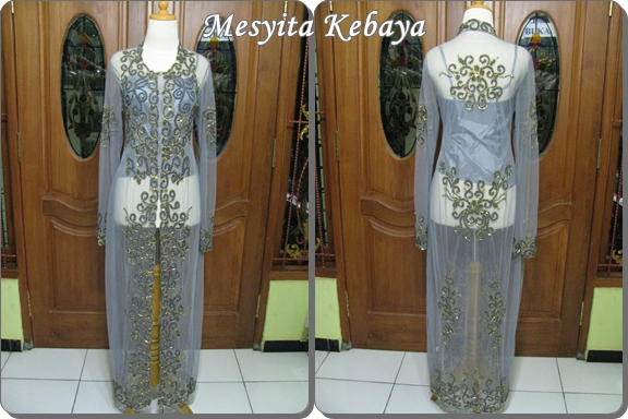 kebaya pengantin abu abu