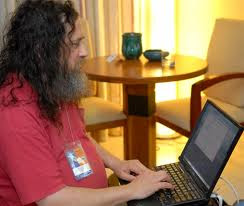 Richard Stallman at laptop