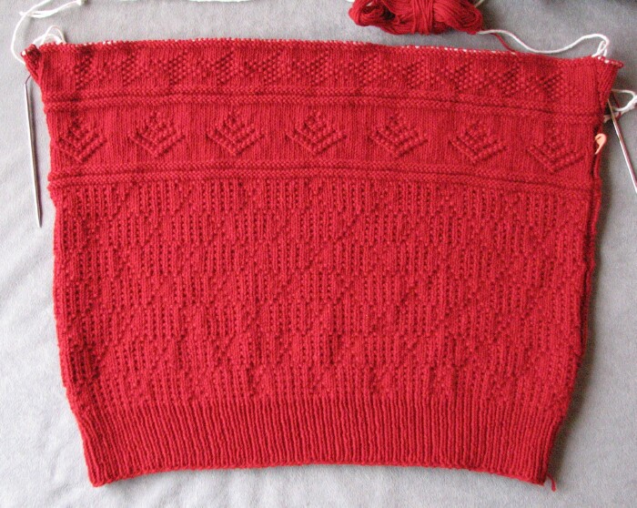 Stitches of Violet: Red Cotlin Gansey Progress