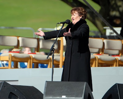 Susan Boyle performing at Bellahouston Park prior to the arrival of Pope Benedict XVI