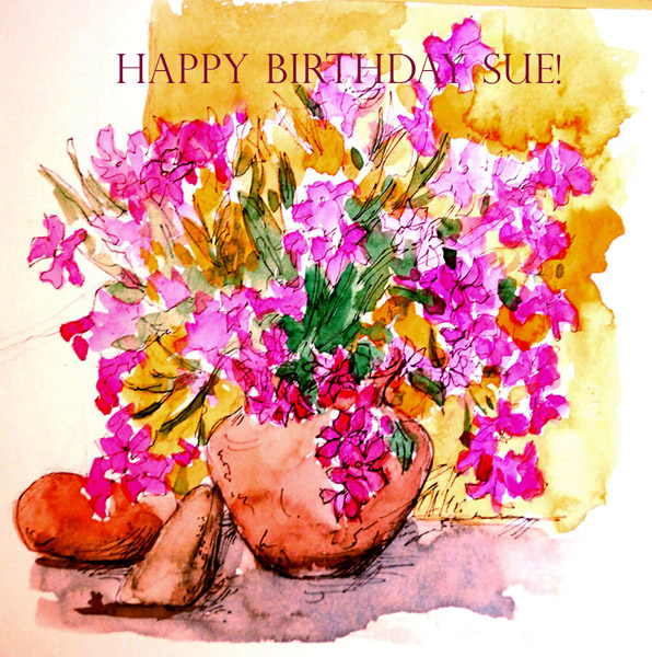 Wishing Sue a wonderful birthday from the Whidbey Island Sketcher Gang! 