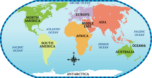 world map continents and oceans printable. printable world map for kids
