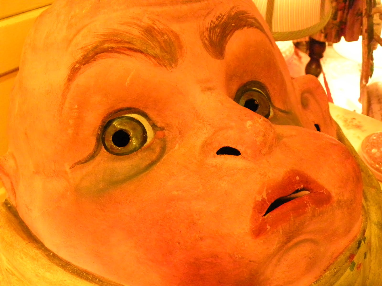 Funny stuff. Austin, Texas. Giant creepy baby head from a vintage store in