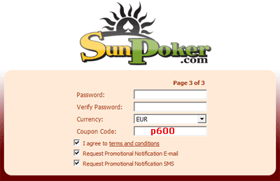 Sun Poker Bonus Code