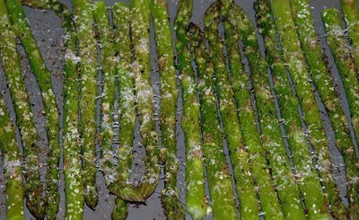 roasted asparagus, fresh from the oven