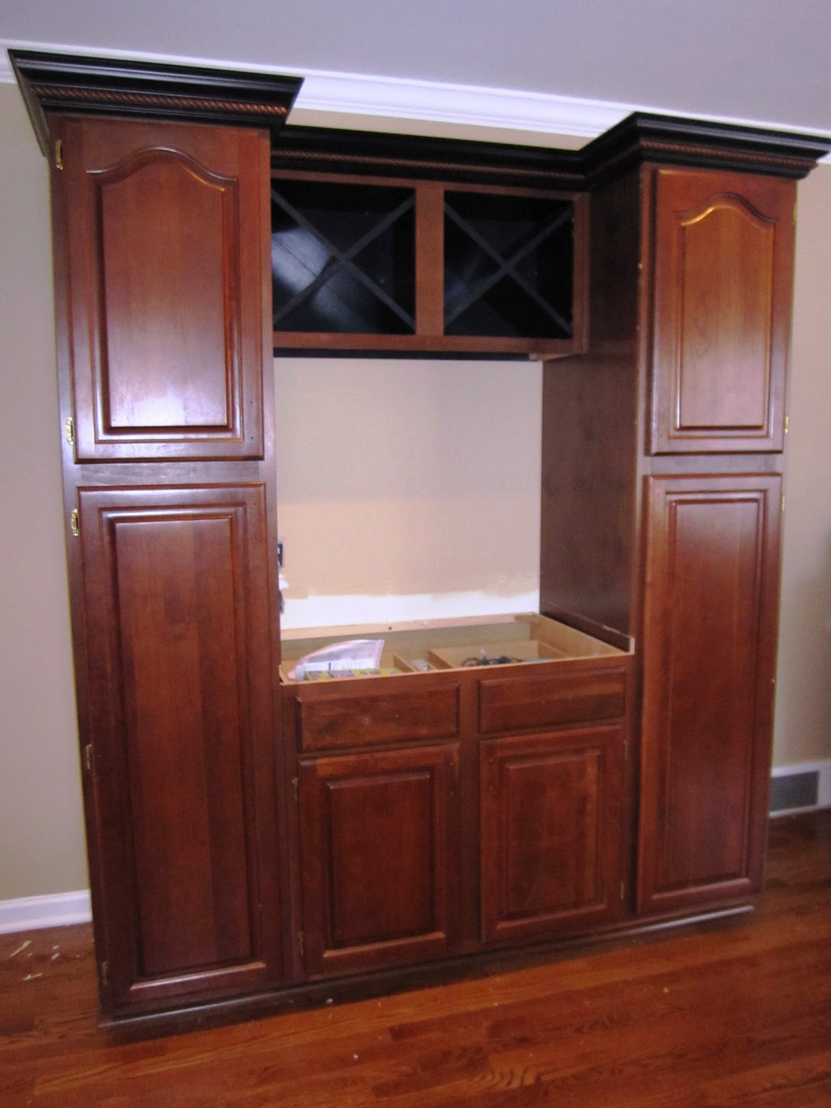 Kitchen cabinet wine rack insert Black Kitchen Cabinets Crown Molding