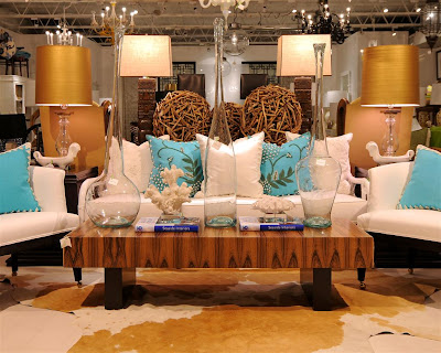 Living room vignette in Pieces furniture store in LA