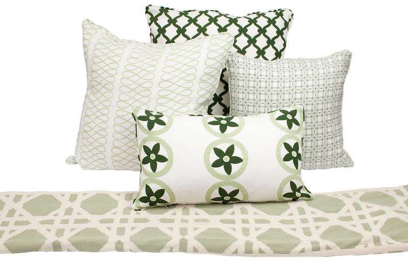 Mix of Nbaynadamas pillows and throws all in green