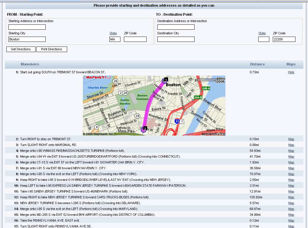 Mapquest Directions Driving Directions