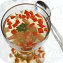 Consommé Madrilène (Chilled Consommé with Red Peppers and Tomatoes)