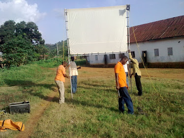 setting the stage for Jesus film projection