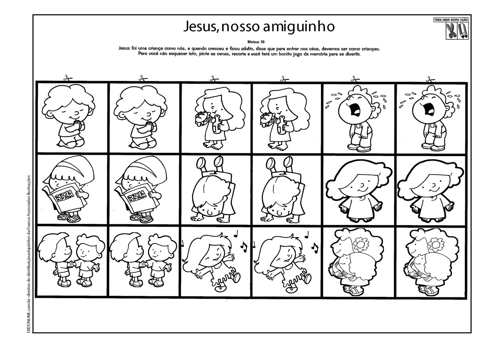 JOGO DA MEMÓRIA DESENHOS BÍBLICOS