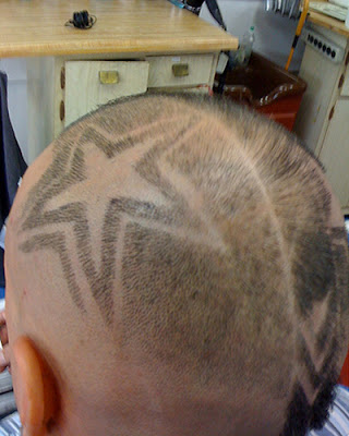 star tattoo, hair tattoo