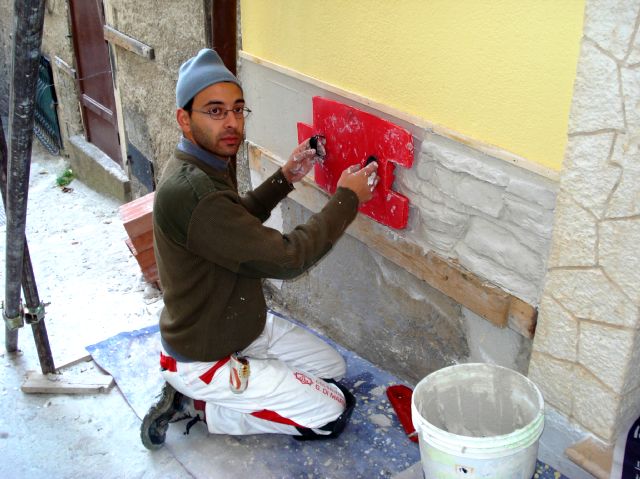 Claudio caruso decorazioni: portali: intonaco stampato effetto ... Intonaco effetto pietra