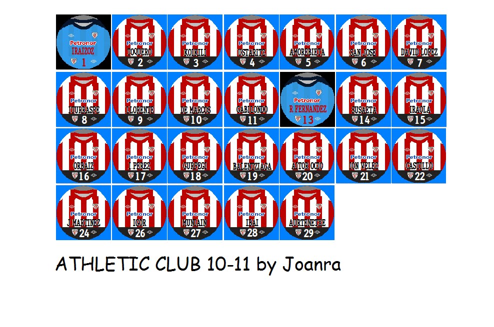 Equipos para futbol chapas Athletic de Bilbao 1011