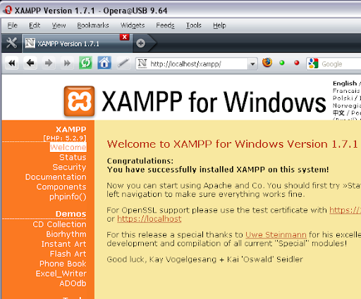 Welcome to XAMPP for Windows Welcome to XAMPP for Windows