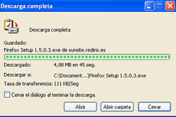Descarga completa, Pinchar Abrir Instalar Firefox