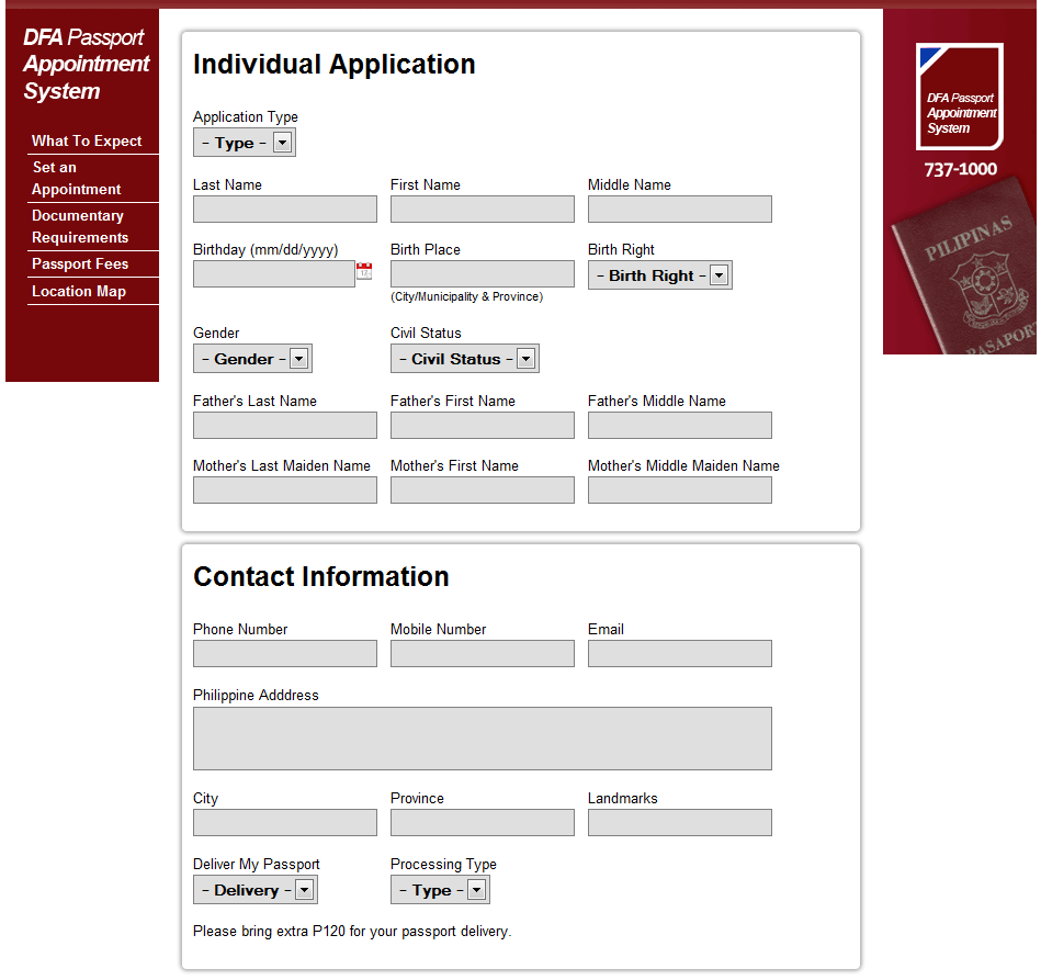 online passport application