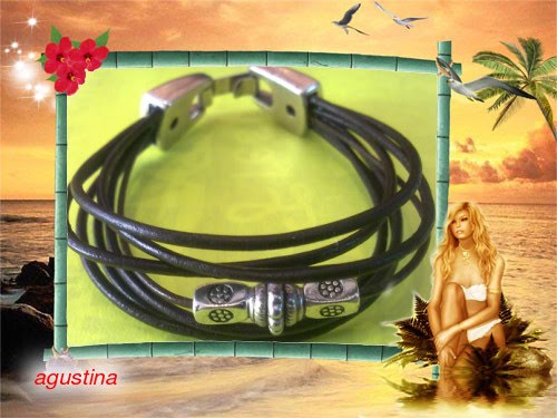 pulsera cuero, zamak y plata tibetana