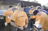 Chris Callinan and best men in wedding day race